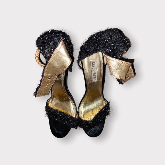 Cape Robbin Black Faux Fur Sandals Size 9 M - Picture 1 of 6